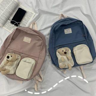Two-tone Bear Accent Backpack