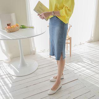 Washed Denim H-line Skirt