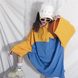 Color-block Long Sleeve T-shirt Dress