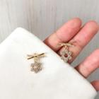 Floral Drop Sterling Silver Ear Stud 1 Pair - Gold - One Size