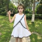 Set: Bobble Trim Sleeveless Top + Wide Leg Shorts
