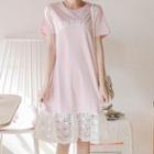 Lace Hem Short-sleeve T-shirt Dress