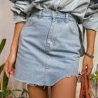 Denim Irregular Mini Pencil Skirt
