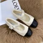 Cap-toe Fleece Flat Mary Jane Shoes