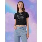 Lettuce-edge Cropped T-shirt Black - One Size