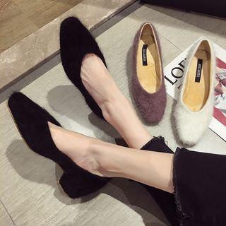 Low-heel Furry Pumps