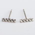 925 Sterling Silver Ribbed Bar Earring