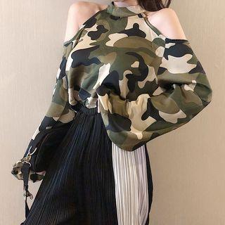 Halter Long-sleeve Loose-fit Blouse