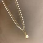 Faux Pearl Pendant Layered Choker Necklace As Shown In Figure - One Size