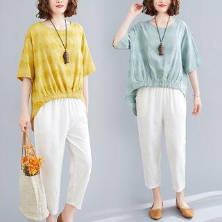 Set: Short-sleeve Dip Back T-shirt + Harem Pants