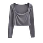 Long-sleeve Cropped Square-neck T-shirt