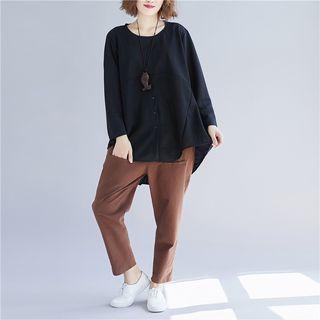 Long-sleeve Oversized Linen Top