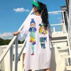 Short-sleeve Cartoon Print T-shirt Dress