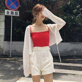 Long-sleeve Lace-up Strap Knit Jacket