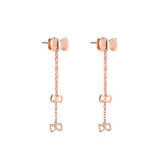 Fashion And Simple Plated Rose Gold Ribbon Tassel 316l Stainless Steel Earrings Rose Gold - One Size