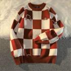 Checkered Bear Emboridered Sweater