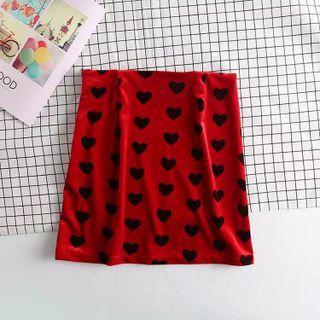 Heart Print Mini Skirt