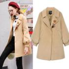 Puff-sleeve Notched-lapel Buttoned Coat
