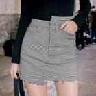 Houndstooth / Coating Asymmetric Miniskirt