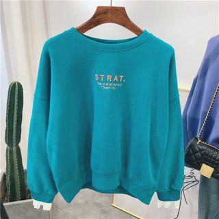 Lace Trim Embroidered Letter Sweatshirt