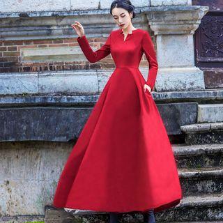 Long-sleeve A-line Evening Dress