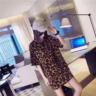 Leopard Short-sleeve T-shirt Dress
