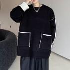 Pocket Detail Color Block Oversized Sweater