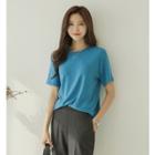 Short-sleeve Wool Blend Colored T-shirt