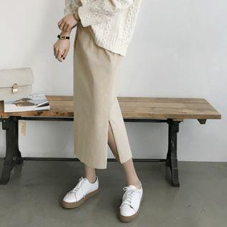 Corduroy Slit-side Long H-line Skirt