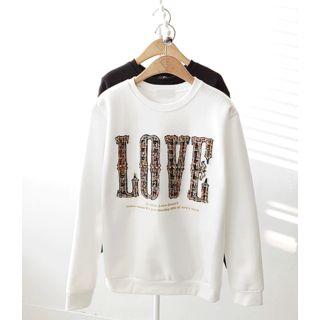 Letter-appliqu  Fleece-lined Pullover
