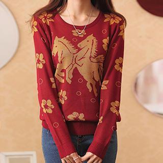 Horse Pattern Knit Top