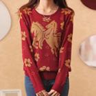 Horse Pattern Knit Top