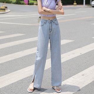 Slit-hem Straight-fit Jeans