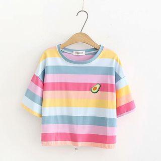 Avocado Embroidered Cropped T Shirt
