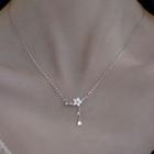 925 Sterling Silver Flower Necklace 1pc - Silver - One Size
