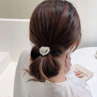Faux Pearl Hair Tie Heart - Faux Pearl - White - One Size