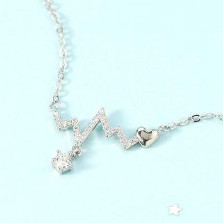 Alloy Rhinestone Heartbeat Pendant Necklace