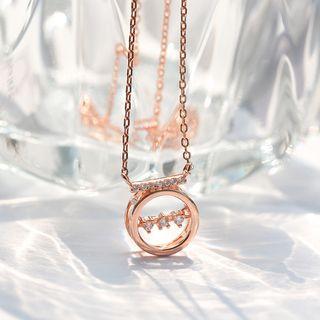 Rhinestone Circle 925 Sterling Silver Necklace As Shown In Figure - One Size