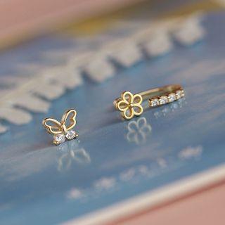 Asymmetrical Rhinestone Butterfly Stud Earring