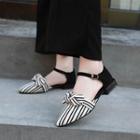 Low Heel Striped Ankle Strap Sandals