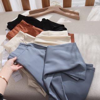 Elastic Waist Cropped Wide Leg Pants