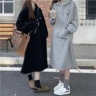 Plain Lettering Long-sleeve Hoodie Dress