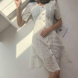 Button-through A-line Lace Dress