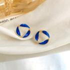 Sterling Silver Twisted Hoop Stud Earring 1 Pair - Gold & Blue - One Size