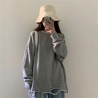 Drop Shoulder Ripped Sweatshirt