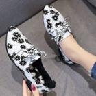 Faux Leather Fabric Lace Up Shoes