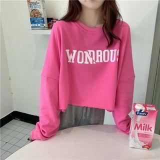 Long Sleeve Lettering Crop T-shirt