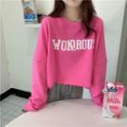 Long Sleeve Lettering Crop T-shirt