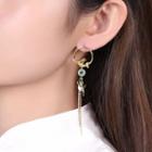 Retro Bird Gemstone Fringed Earring 1 Pair - Green & Gold - One Size