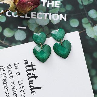 Heart Dangle Earring 1 Pair - Green - One Size